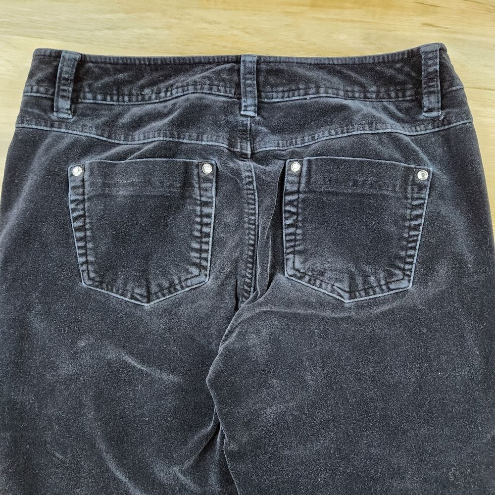 ☔️🔹️INC Bluish Black Velour Luxe Bootcut Pants Size 4/27 - Picture 6 of 13
